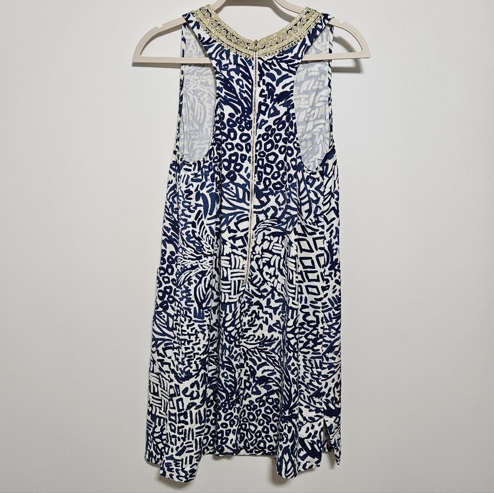 Lilly Pulitzer Carlotta Midi Shift Dress Rayon Stretch Boho Cottagecore Blue M - Picture 6 of 16